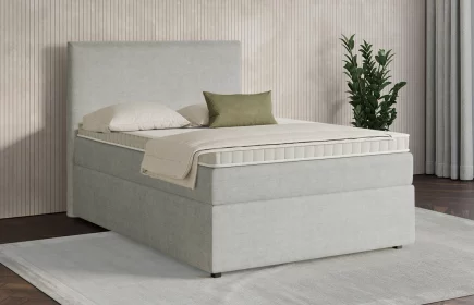 Mozart Boxspringbett Serie 7 Wagner 140x200 mit Bettkasten Feiner Stoff Silbergrau H3