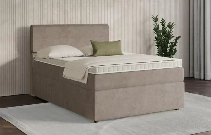 Mozart Boxspringbett Serie 7 Strauss 140x200 mit Bettkasten Samt Beigebraun H2