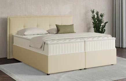 Mozart Boxspringbett Serie 7 Beethoven 200x200 mit Bettkasten Kunstleder Vanille H2 Königliche Matratze