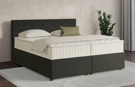 Mozart Boxspringbett Serie 7 Clementi 180x220 mit Bettkasten Samt Schwarz H2/H3 Königliche Matratze