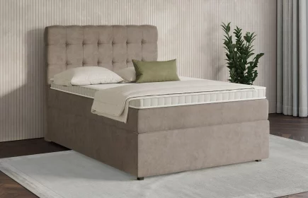 Mozart Boxspringbett Serie 7 Haydn 120x200 mit Bettkasten Samt Beigebraun H3
