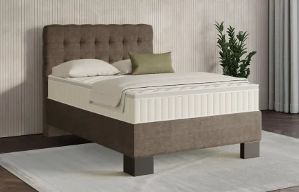 Mozart Boxspringbett Serie 7 Haydn 140x200 Feiner Stoff Braun H2 Königliche Matratze