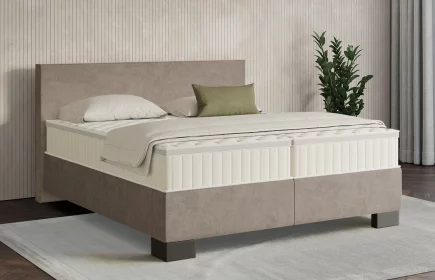 Mozart Boxspringbett Serie 7 Bach 160x200 Samt Beigebraun H3/H2 Königliche Matratze