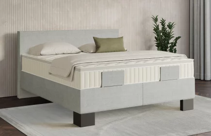 Mozart Boxspringbett Serie 7 Bach 180x200 elektrisch Feiner Stoff Silbergrau H3/H3 Königliche Matratze