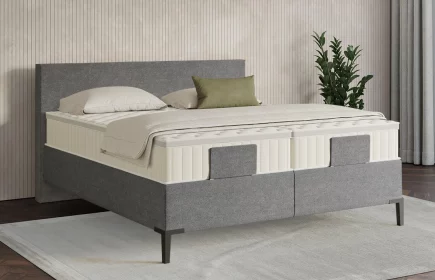 Mozart Boxspringbett Serie 7 Bach 180x200 elektrisch Grober Stoff Grau H3/H2 Königliche Matratze