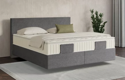 Mozart Boxspringbett Serie 7 Bach 180x200 elektrisch Grober Stoff Anthrazit H3/H4 schwebend Königliche Matratze