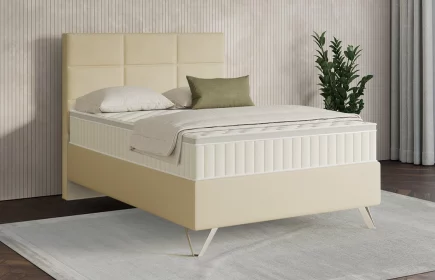 Mozart Boxspringbett Serie 7 Soler 120x200 Kunstleder Vanille H3 Königliche Matratze