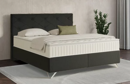 Mozart Boxspringbett Serie 7 Brahms 160x200 Samt Schwarz H3/H3 Königliche Matratze