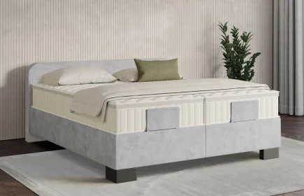 Mozart Boxspringbett Serie 7 Salieri 200x220 elektrisch Samt Hellgrau H3 Königliche Matratze