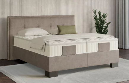 Mozart Boxspringbett Serie 7 Beethoven 180x200 elektrisch Samt Beigebraun H3/H3 Königliche Matratze