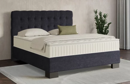 Mozart Boxspringbett Serie 7 Haydn 180x200 Grober Stoff Dunkelblau H2/H2 Königliche Matratze