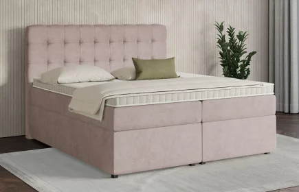 Mozart Boxspringbett Serie 7 Haydn 180x200 mit Bettkasten Samt Hellrosa H3/H4