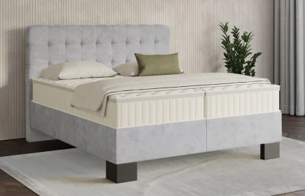 Mozart Boxspringbett Serie 7 Haydn 200x200 Samt Hellgrau H4 Königliche Matratze