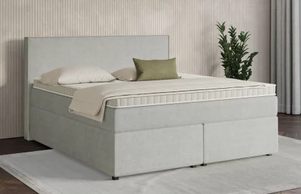 Mozart Boxspringbett Serie 7 Händel 180x200 mit Bettkasten Feiner Stoff Silbergrau H4/H3