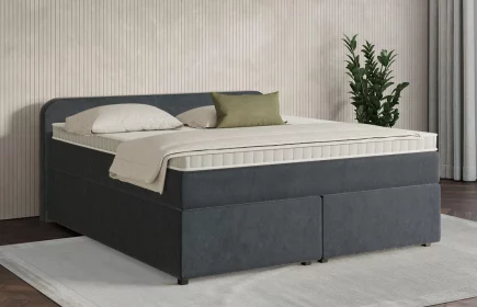 Mozart Boxspringbett Serie 7 Salieri 180x200 mit Bettkasten Samt Anthrazit H2/H3