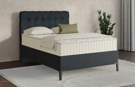 Mozart Boxspringbett Serie 7 Haydn 120x200 Samt Dunkelblau H3 Königliche Matratze