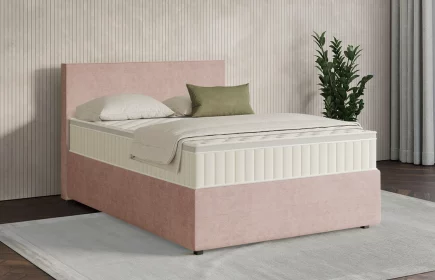 Mozart Boxspringbett Serie 7 Bach 140x200 mit Bettkasten Feiner Stoff Rosa H3 Königliche Matratze