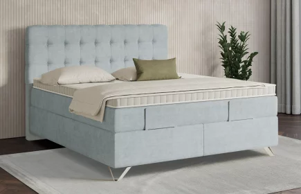 Mozart Boxspringbett Serie 7 Haydn 160x220 elektrisch Feiner Stoff Pastellblau H4/H4