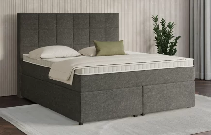 Mozart Boxspringbett Serie 7 Schubert 180x200 mit Bettkasten Grober Stoff Schlamm H2/H3