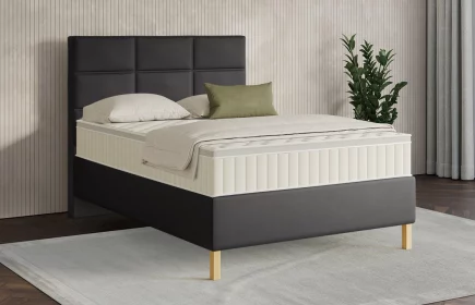 Mozart Boxspringbett Serie 7 Soler 140x200 Kunstleder Schwarz H3 Königliche Matratze