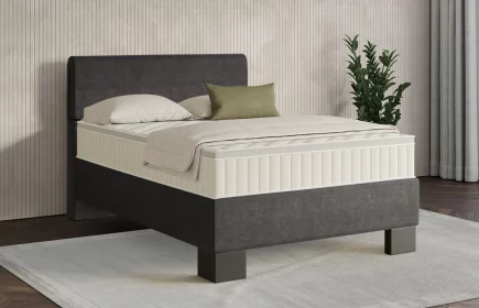 Mozart Boxspringbett Serie 7 Strauss 140x200 Feiner Stoff Anthrazit H2 Königliche Matratze