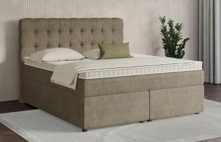 Mozart Boxspringbett Serie 7 Haydn 180x200 mit Bettkasten Feiner Stoff Taupe H3/H3