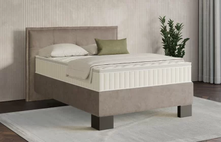 Mozart Boxspringbett Serie 7 Beethoven 140x200 Samt Beigebraun H3 Königliche Matratze