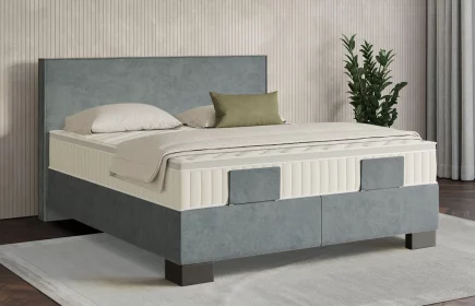 Mozart Boxspringbett Serie 7 Händel 180x200 elektrisch Samt Pastellblau H2/H2 Königliche Matratze