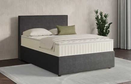 Mozart Boxspringbett Serie 7 Händel 120x200 mit Bettkasten Feiner Stoff Anthrazit H2 Königliche Matratze