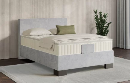 Mozart Boxspringbett Serie 7 Bach 120x200 elektrisch Samt Hellgrau H3 Königliche Matratze