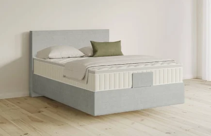 Mozart Boxspringbett Serie 5 Bach 140x200 Feiner Stoff Lunar Mist H3 schwebend Königliche Matratze