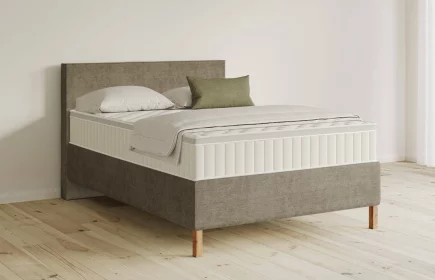 Mozart Boxspringbett Serie 5 Bach 140x200 Feiner Stoff Taupe H3 Königliche Matratze