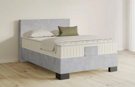 Mozart Boxspringbett Serie 5 Bach 140x200 Samt Fog Grey H3 Königliche Matratze