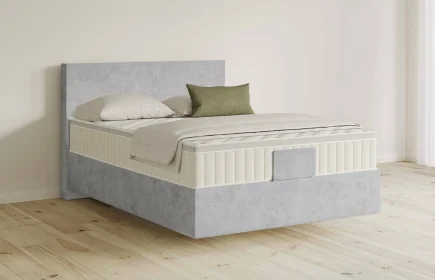 Mozart Boxspringbett Serie 5 Bach 140x200 Samt Fog Grey H3 schwebend Königliche Matratze