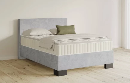 Mozart Boxspringbett Serie 5 Bach 140x200 Samt Hellgrau H3 Königliche Matratze