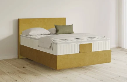 Mozart Boxspringbett Serie 5 Bach 140x200 Samt Mustard H2 schwebend Königliche Matratze