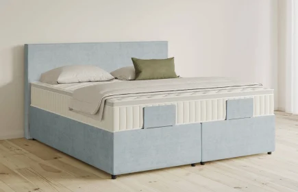 Mozart Boxspringbett Serie 5 Bach 160x200 mit Bettkasten Feiner Stoff Frosted Azure H2/H3 Königliche Matratze
