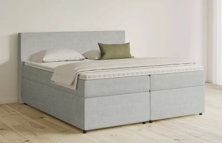 Mozart Boxspringbett Serie 5 Bach 160x200 mit Bettkasten Feiner Stoff Silbergrau H3/H3