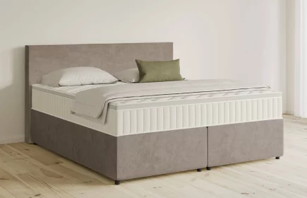 Mozart Boxspringbett Serie 5 Bach 160x220 mit Bettkasten Samt Beigebraun H3/H2 Königliche Matratze