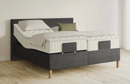Mozart Boxspringbett Serie 5 Bach 180x200 elektrisch Feiner Stoff Carbon Grey H2/H3 Königliche Matratze