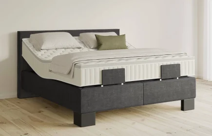 Mozart Boxspringbett Serie 5 Bach 180x200 elektrisch Feiner Stoff Carbon Grey H2/H4 Königliche Matratze