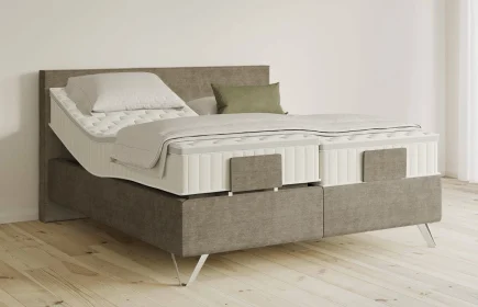 Mozart Boxspringbett Serie 5 Bach 180x200 elektrisch Feiner Stoff Dusty Taupe H3/H3 Königliche Matratze