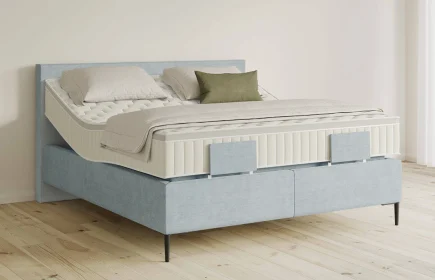 Mozart Boxspringbett Serie 5 Bach 180x200 elektrisch Feiner Stoff Frosted Azure H2/H3 Königliche Matratze
