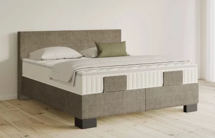 Mozart Boxspringbett Serie 5 Bach 180x200 elektrisch Feiner Stoff Taupe H3/H3 Königliche Matratze