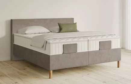 Mozart Boxspringbett Serie 5 Bach 180x200 elektrisch Samt Beigebraun H3/H4 Königliche Matratze