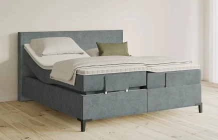 Mozart Boxspringbett Serie 5 Bach 180x200 elektrisch Samt Dusty Blues H3/H4