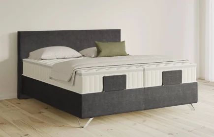 Mozart Boxspringbett Serie 5 Bach 180x200 Feiner Stoff Carbon Grey H4/H2 Königliche Matratze