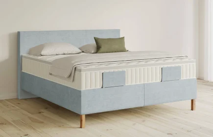 Mozart Boxspringbett Serie 5 Bach 180x200 Feiner Stoff Frosted Azure H3/H2 Königliche Matratze