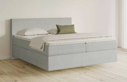 Mozart Boxspringbett Serie 5 Bach 180x200 Feiner Stoff Silbergrau H2/H2 schwebend