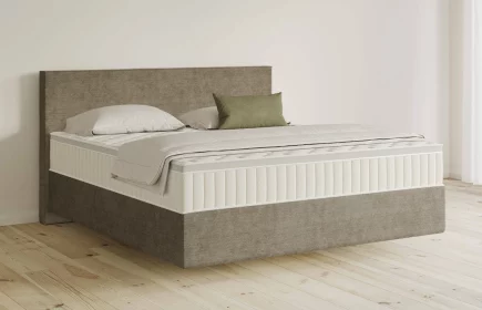 Mozart Boxspringbett Serie 5 Bach 180x200 Feiner Stoff Taupe H3/H3 schwebend Königliche Matratze